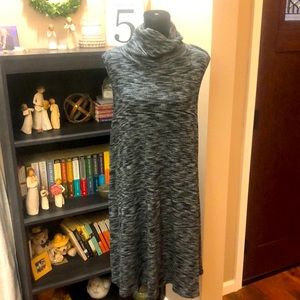 Cowl neck knit dress, sleeveless, size large.